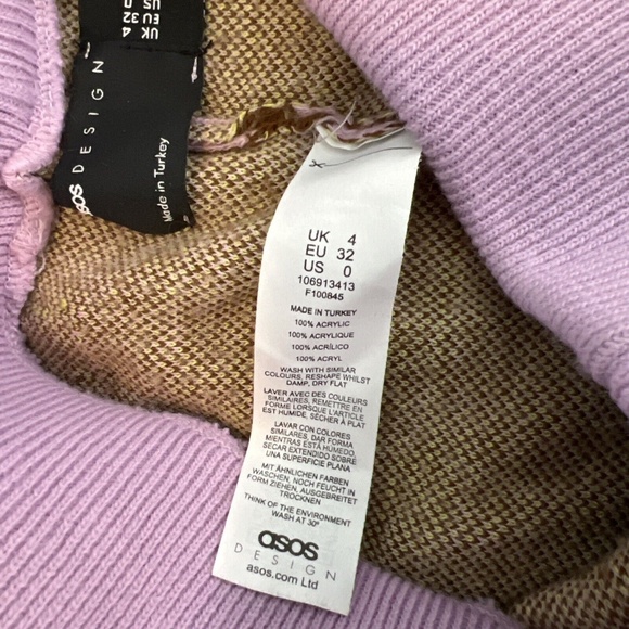 ASOS Geometric Print Purple/Brown Knit Flare Pant Size 0 - Picture 3 of 9